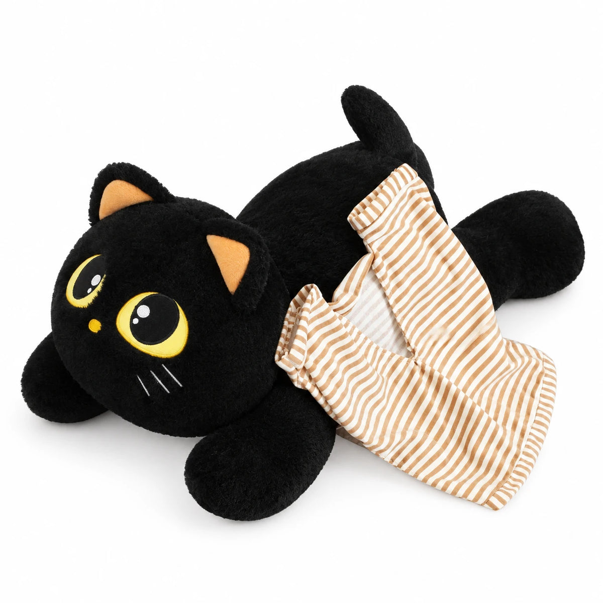 Giant Cat Plush with Removable Striped Outfit - Black (Tee) / 25.5in / 65cm … (2 tailles)