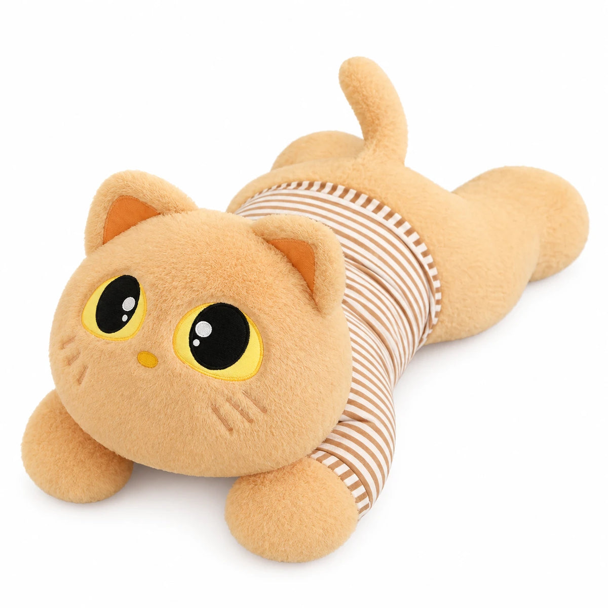 Giant Cat Plush with Removable Striped Outfit - Brown (Tee) / 25.5in / 65cm … (2 tailles)