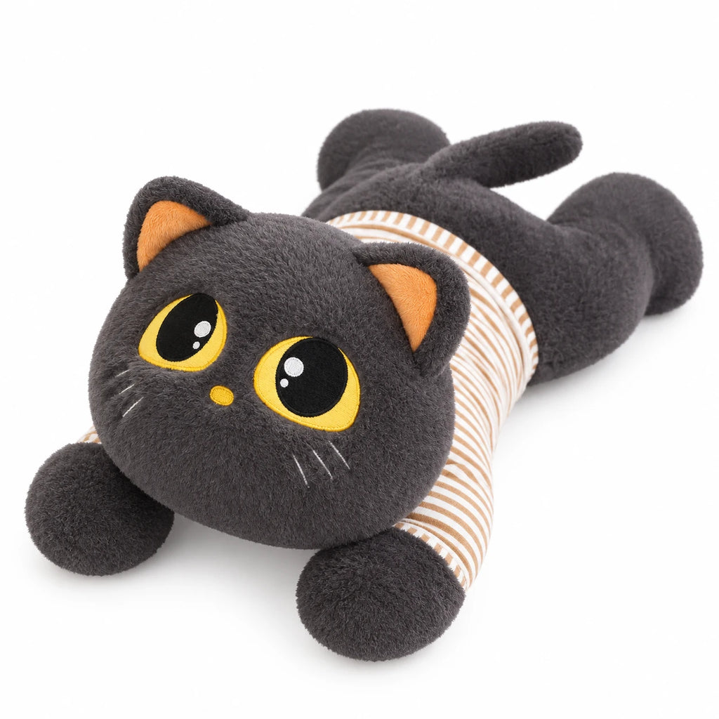 Giant Cat Plush with Removable Striped Outfit - Grey (Tee) / 25.5in / 65cm … (2 tailles)