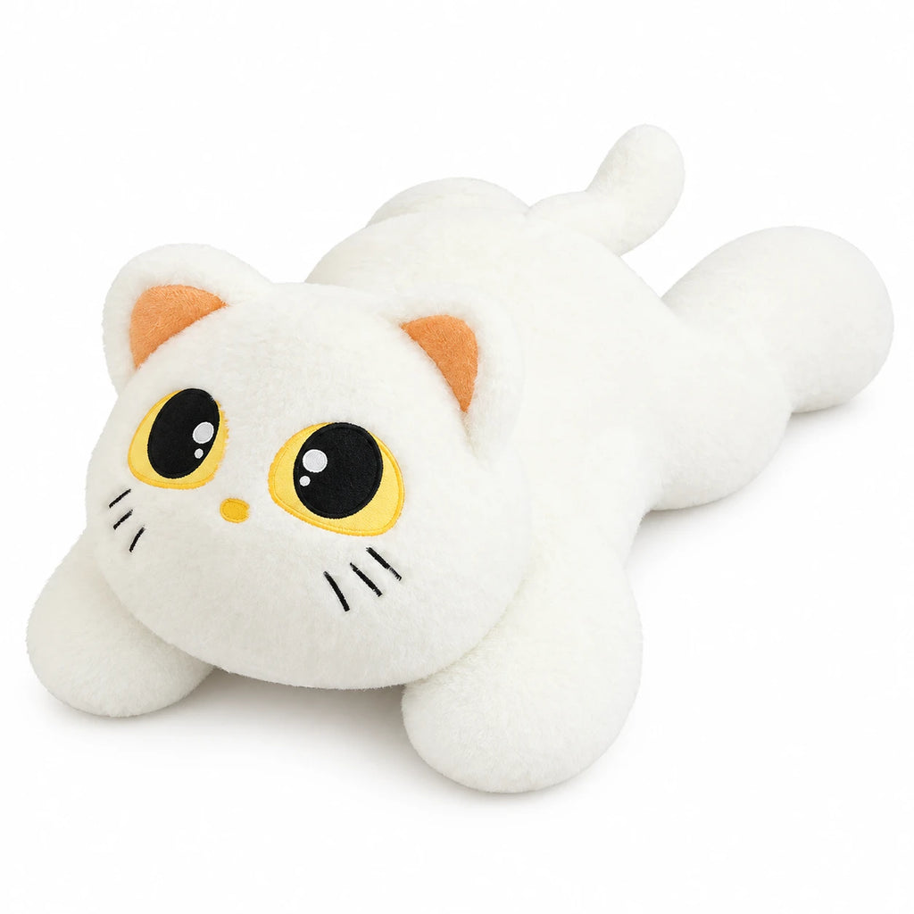 Giant Cat Plush with Removable Striped Outfit - White / 25.5in / 65cm · White / 43.5in / 110cm