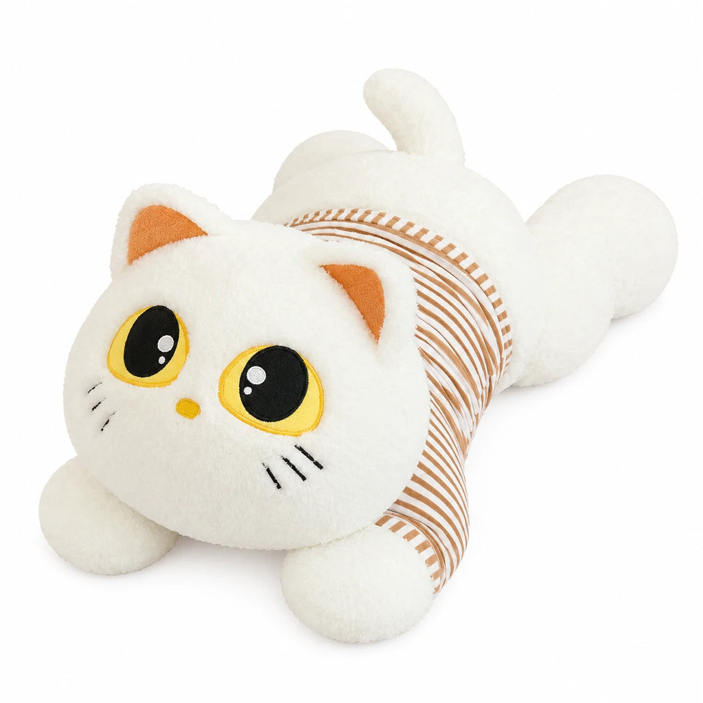 Giant Cat Plush with Removable Striped Outfit - White (Tee) / 25.5in / 65cm … (2 tailles)