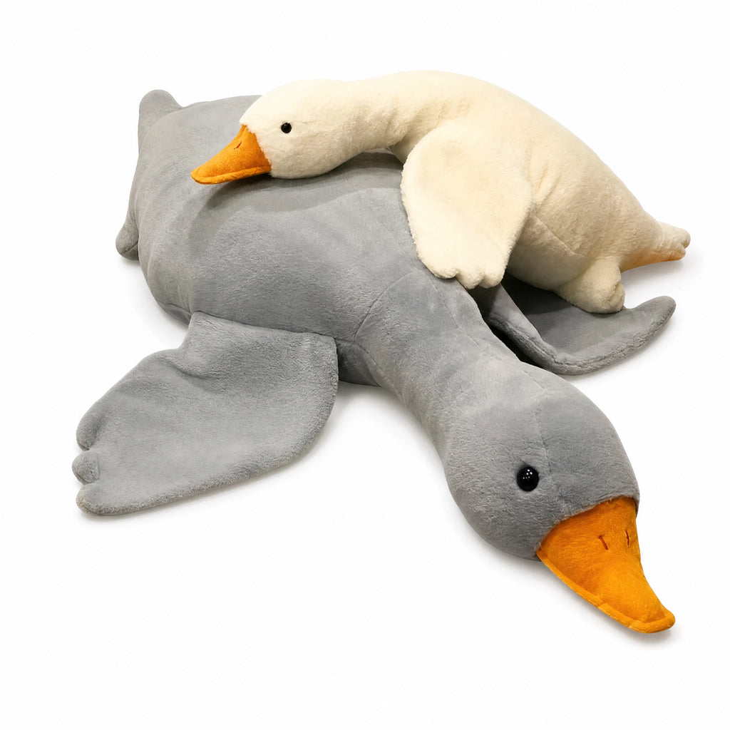 Giant Duck Plush with Soft Cotton Fill and Orange Beak - Fond blanc