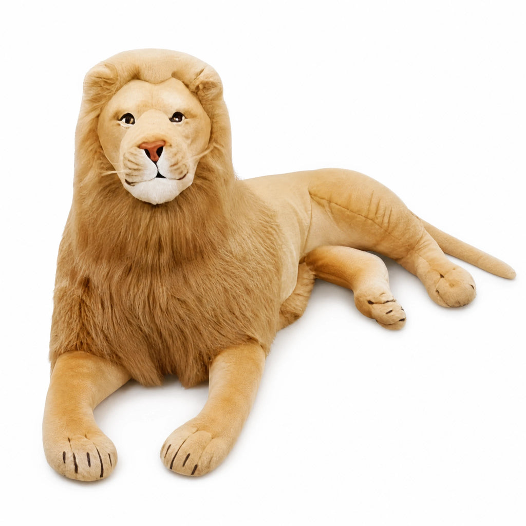 Giant Lion Plush with Soft Mane and Detailed Features - Fond blanc