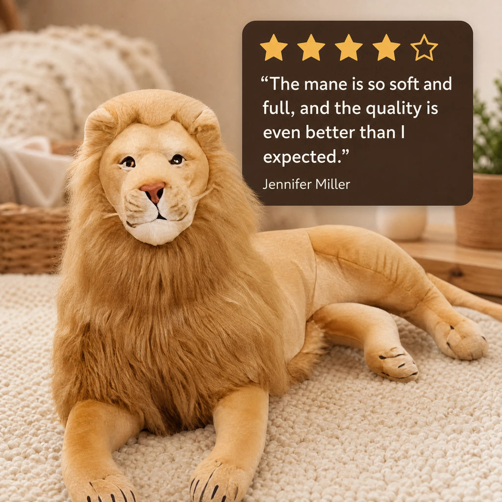 Giant Lion Plush with Soft Mane and Detailed Features - Image témoignage
