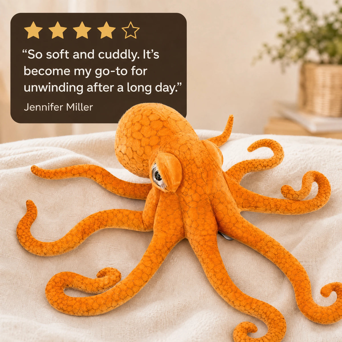Giant Octopus Plush with Lifelike Textured Tentacles - Image témoignage