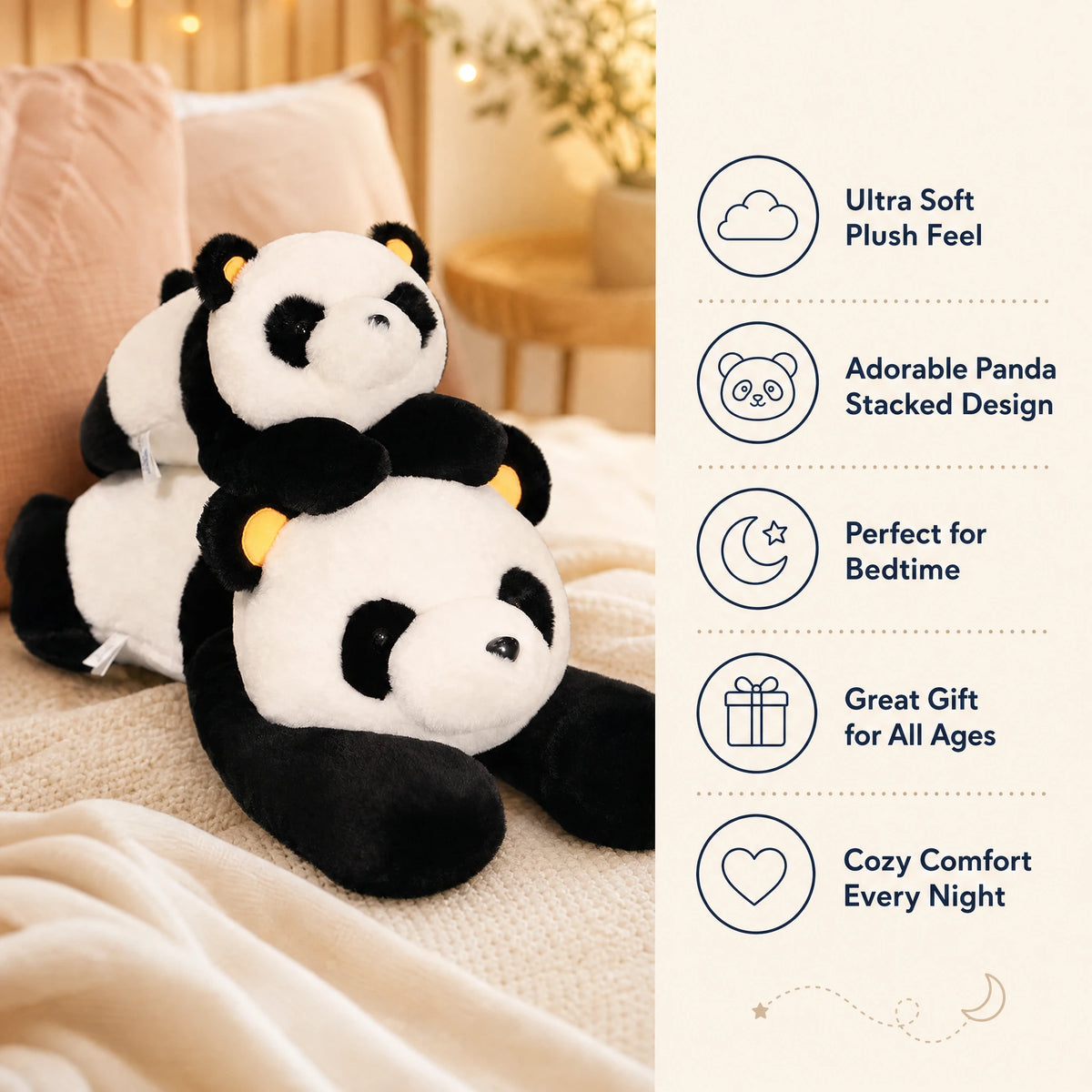 Giant Panda Plush with Huggable Soft Cuddle Design - Bénéfices produit