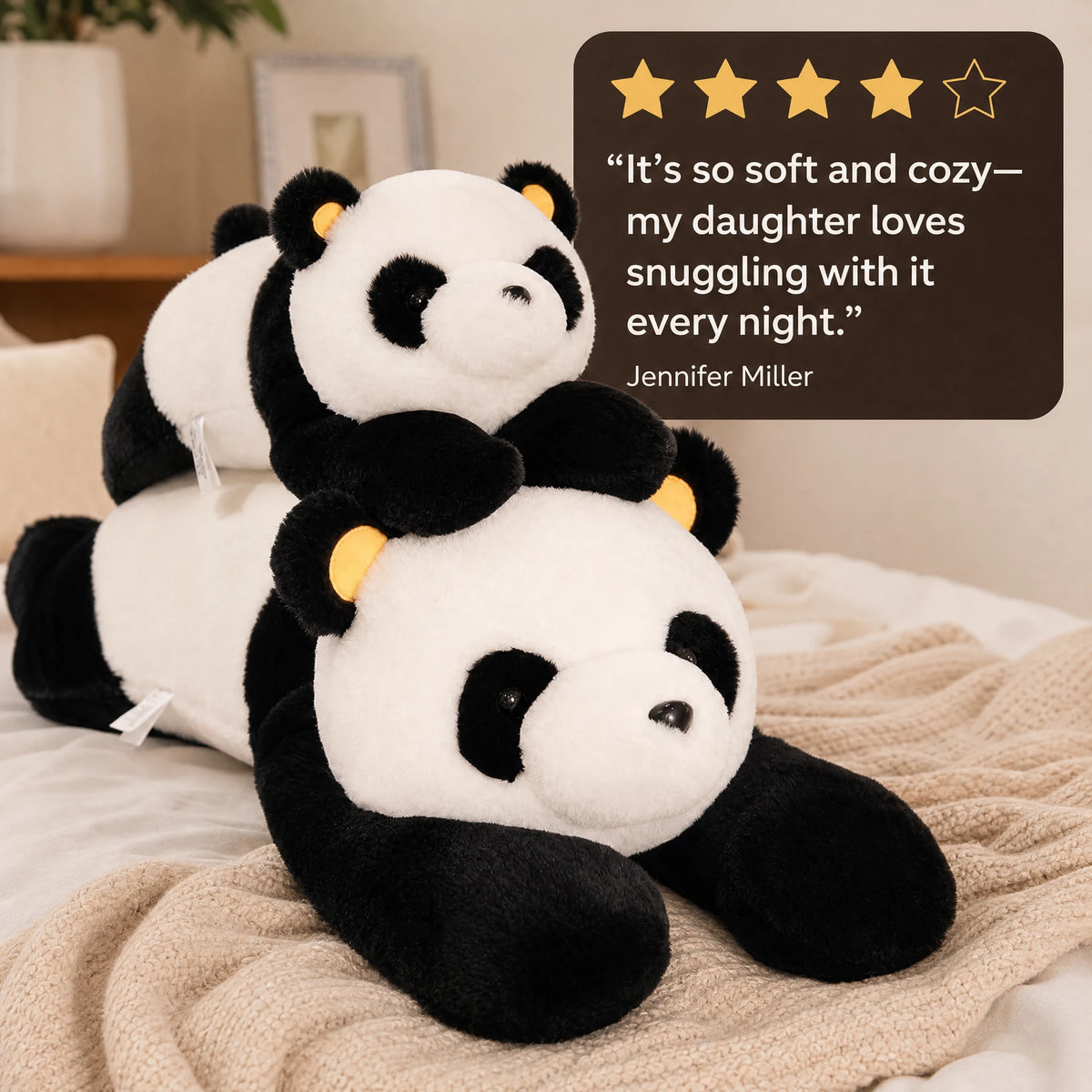 Giant Panda Plush with Huggable Soft Cuddle Design - Image témoignage