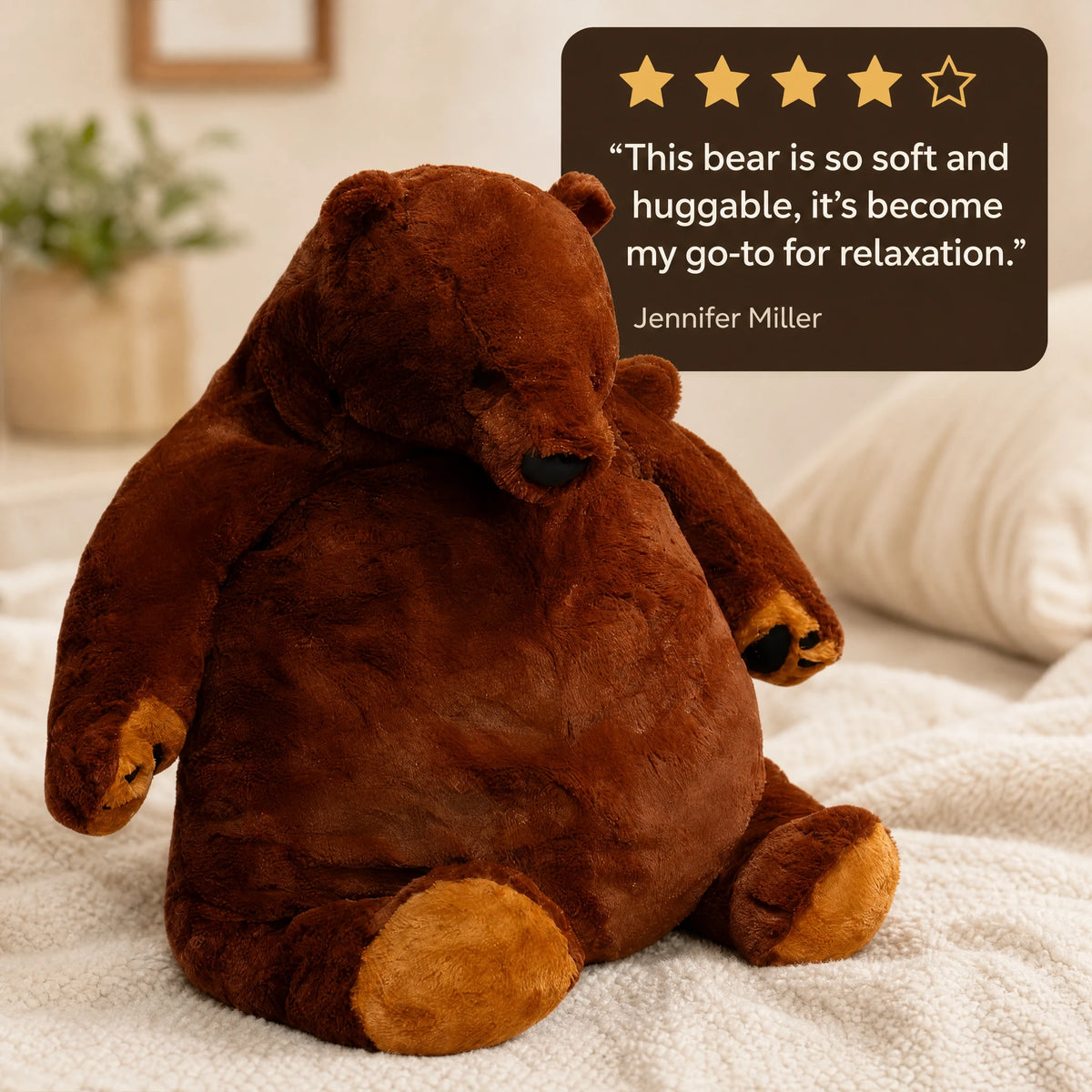 Giant Teddy Bear in Brown Plush Fur with Soft Filling - Image témoignage