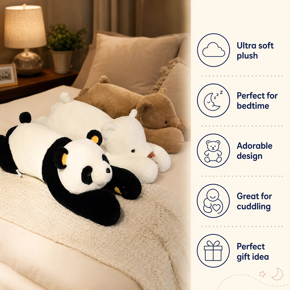 Giant Teddy Bear Plush in Panda, Brown or Polar Bear - Bénéfices produit