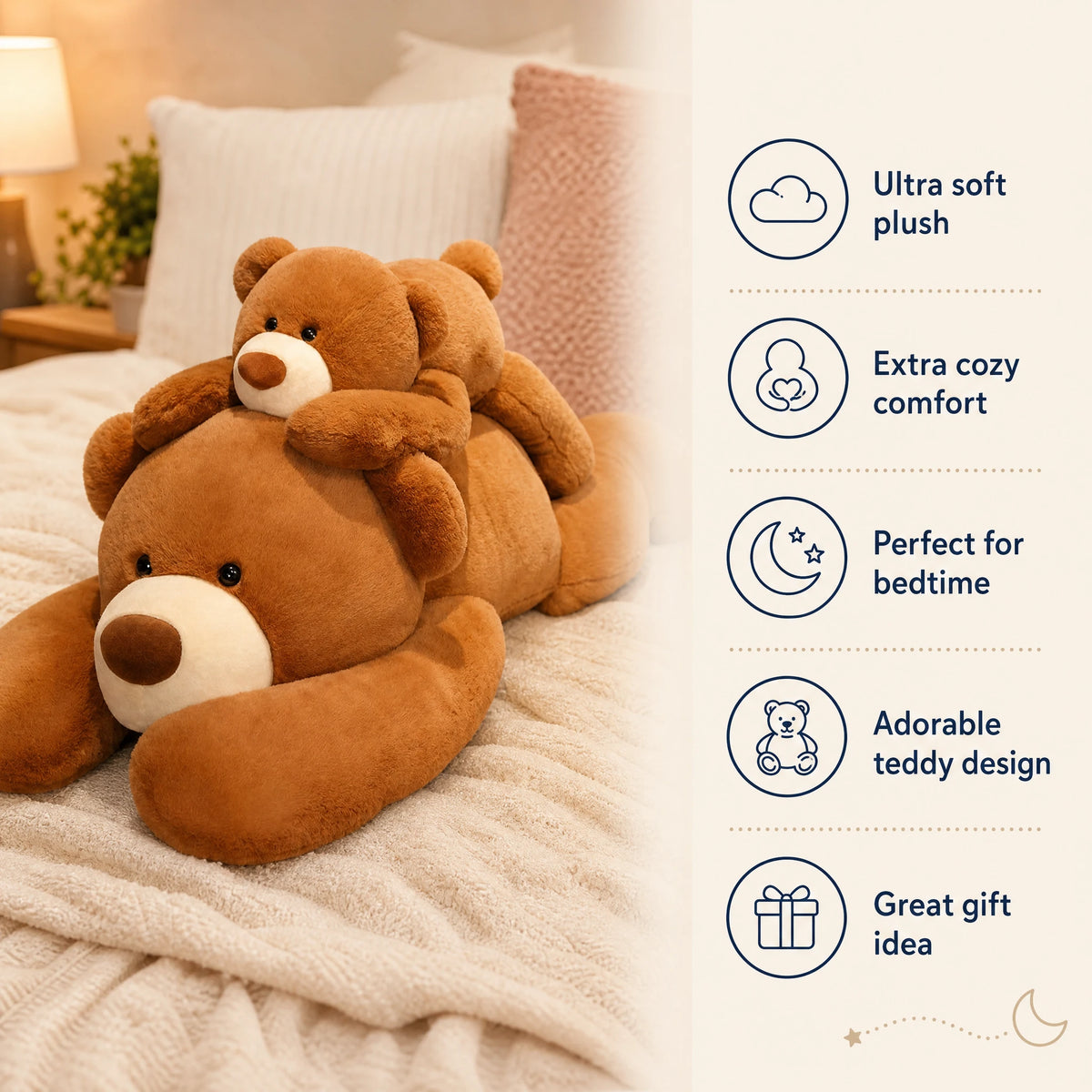 Giant Teddy Bear Plush with Ultra-Soft Brown Fur - Bénéfices produit