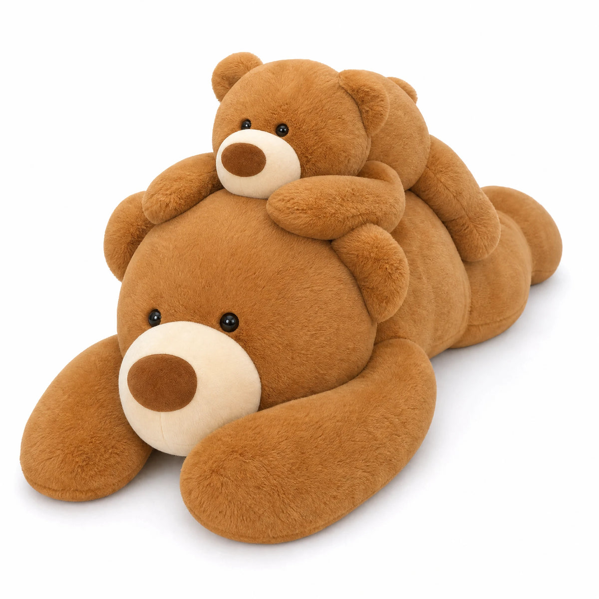Giant Teddy Bear Plush with Ultra-Soft Brown Fur - Fond blanc