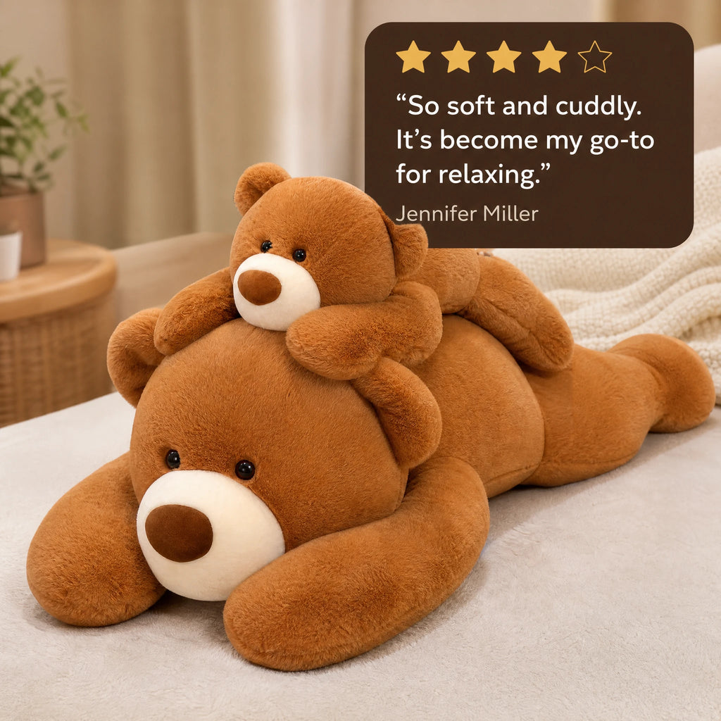 Giant Teddy Bear Plush with Ultra-Soft Brown Fur - Image témoignage