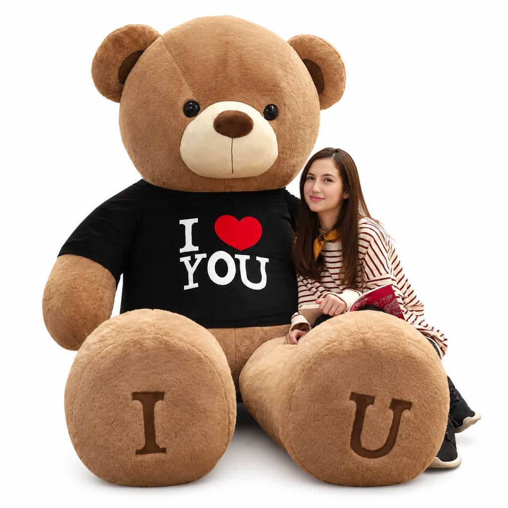 Giant Teddy Bear with I Love You T-Shirt - 31.5in / 80cm / Black · 39.5in / 100cm / Black