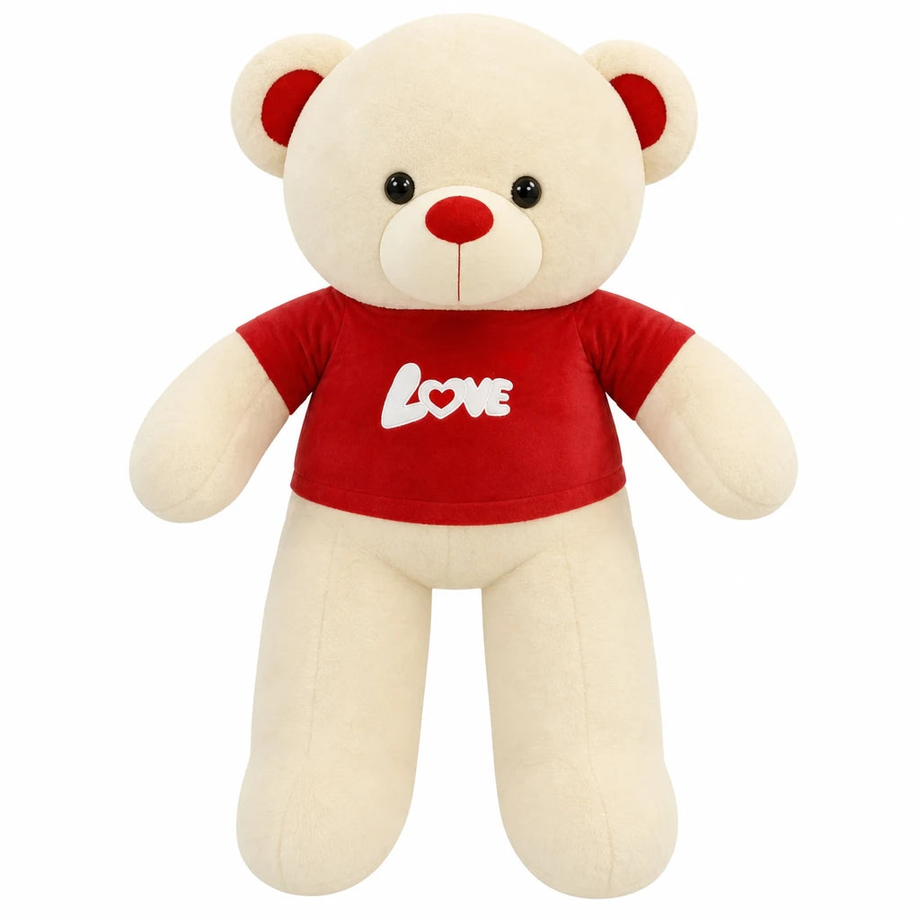 Giant Teddy Bear with I Love You T-Shirt - 31.5in / 80cm / Red · 39.5in / 100cm / Red
