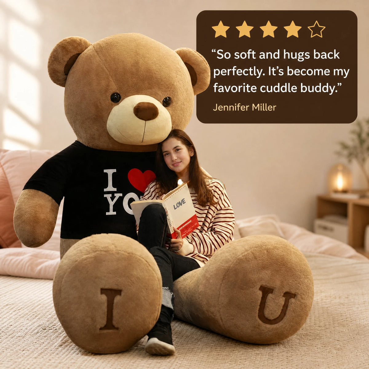 Giant Teddy Bear with I Love You T-Shirt - Image témoignage
