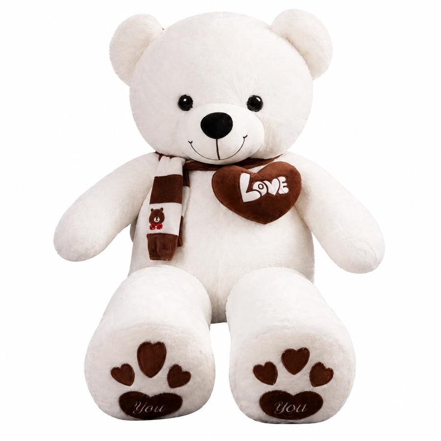 Giant Teddy Bear with Love Heart and Paw Prints - 39.5in / 100cm · 31.5in / 80cm