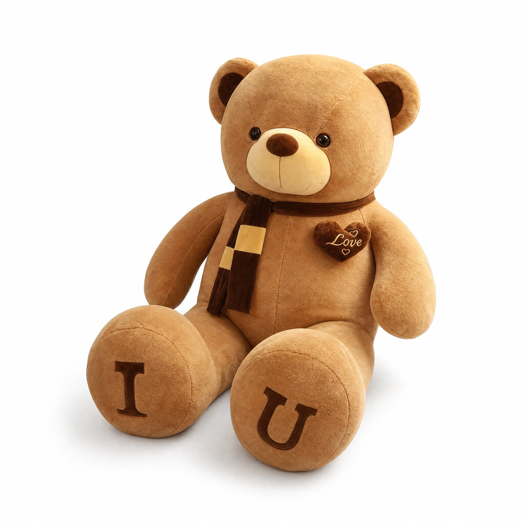 Giant Teddy Bear with Love Heart and Scarf Details - Fond blanc, autre angle
