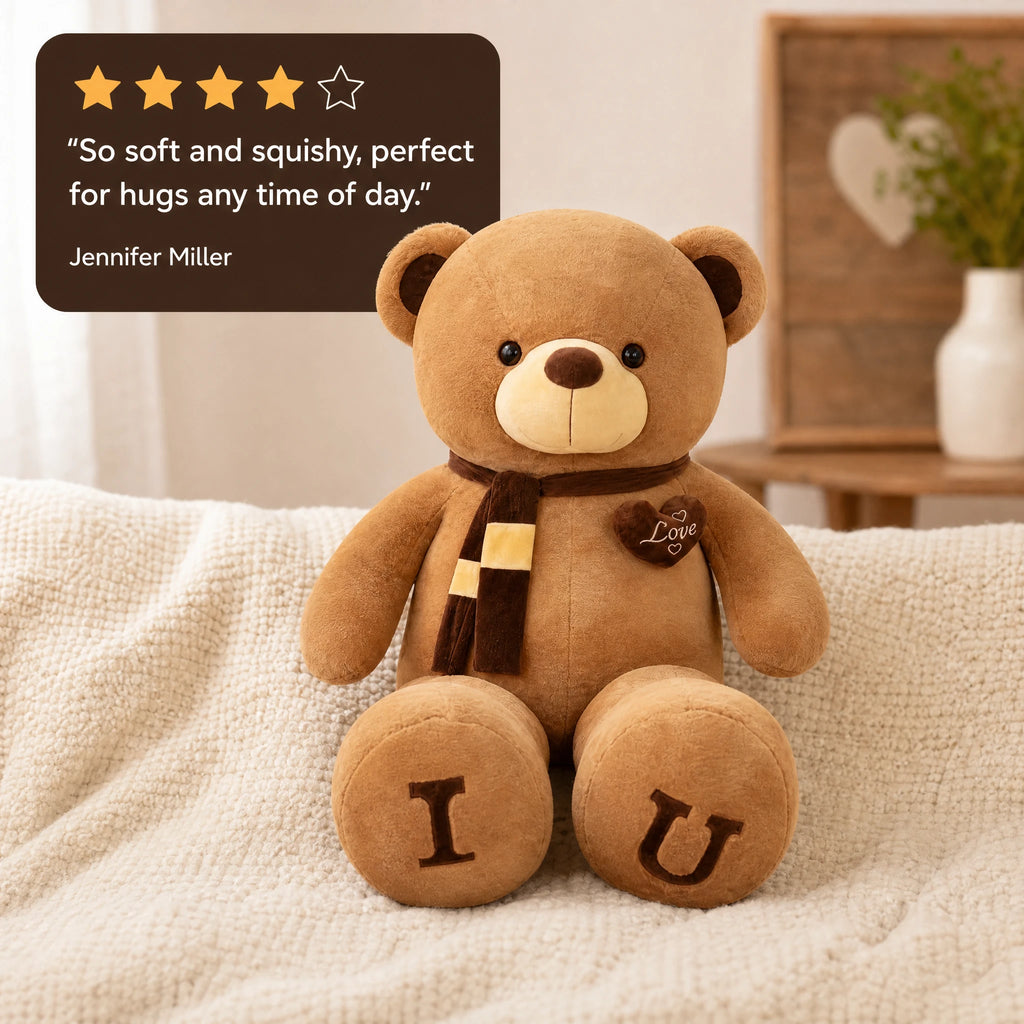 Giant Teddy Bear with Love Heart and Scarf Details - Image témoignage