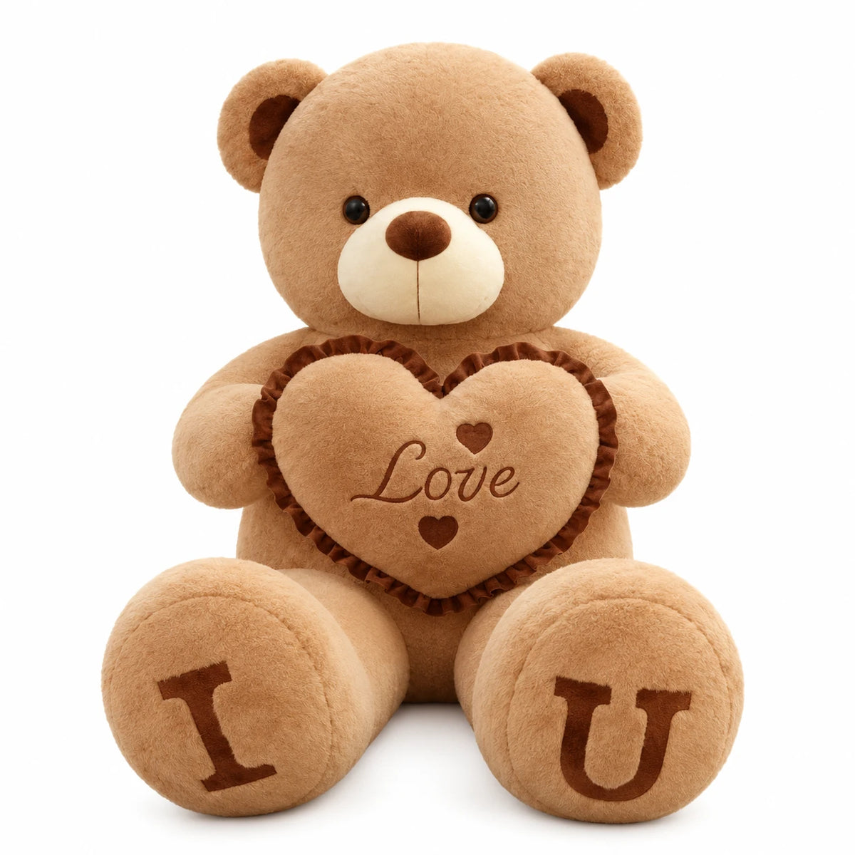 Giant Teddy Bear with Love Heart Embroidery - 31.5in / 80cm / Brown · 39.5in / 100cm / Brown