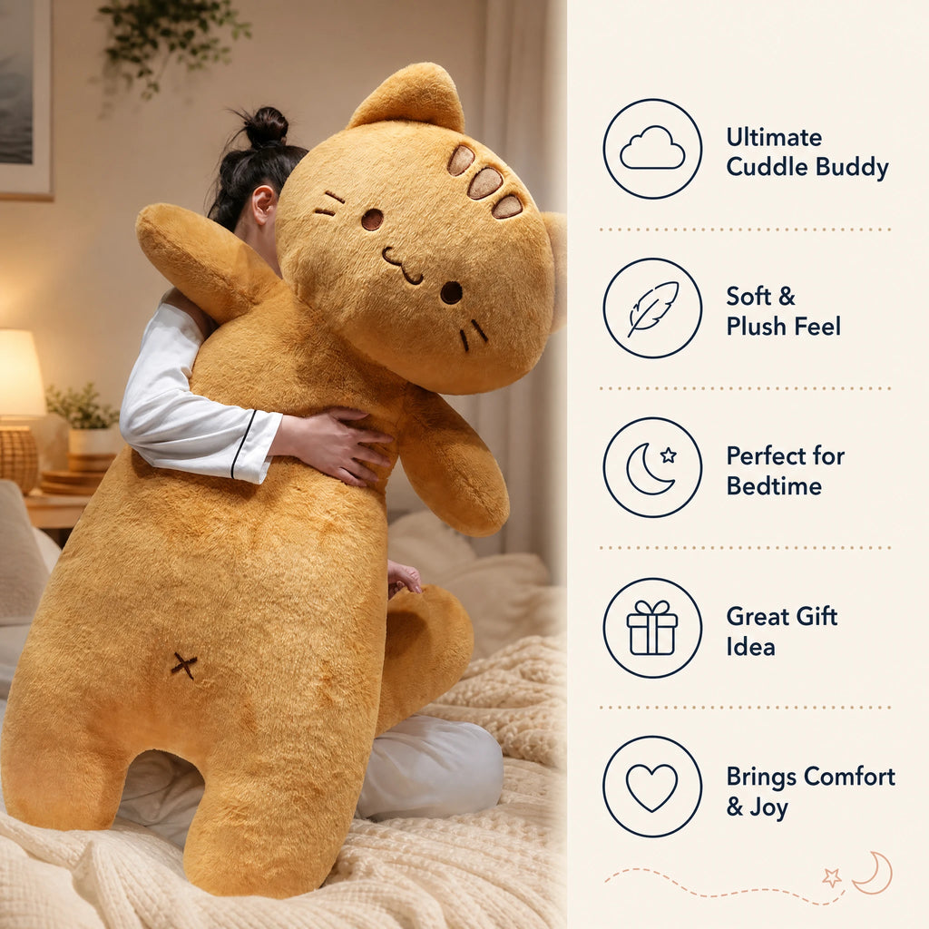 Ginger Cat Plush with Embroidered Face and Floppy Paws - Bénéfices produit