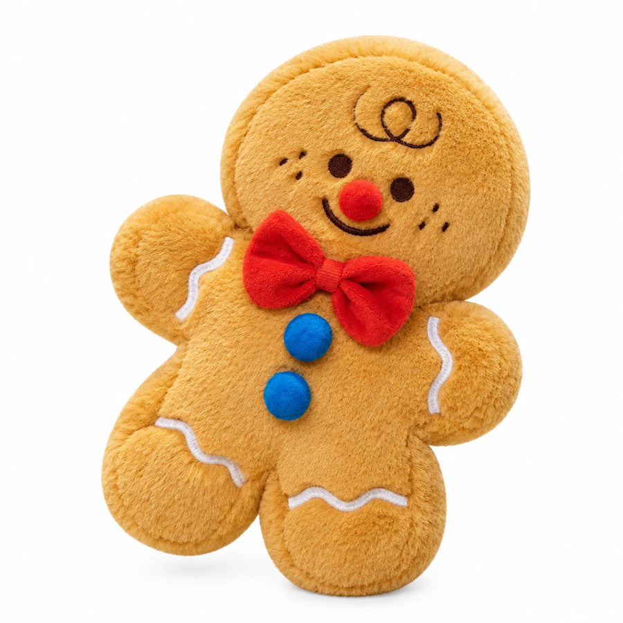 Gingerbread Man Plush with Red Bow and Embroidered Details - Man / 8in / 20cm … (3 tailles)