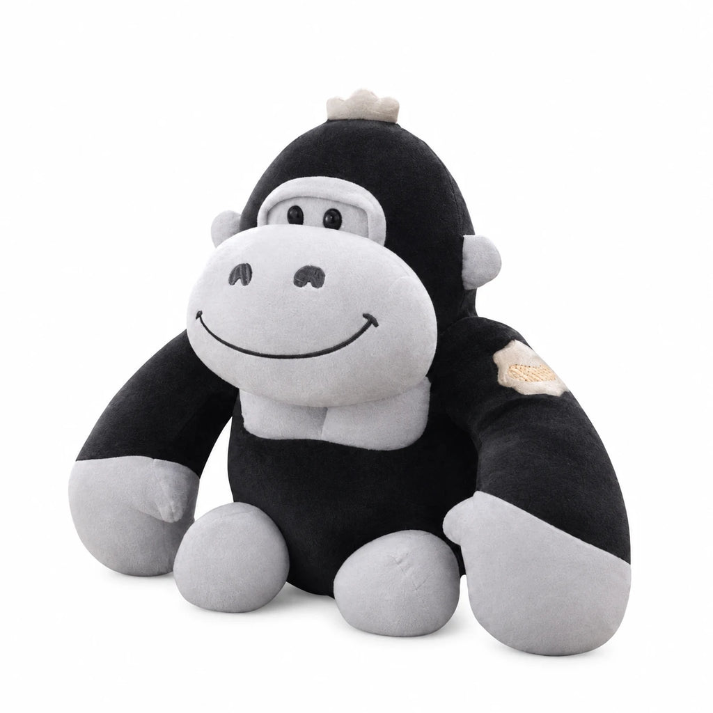 Gorilla Plush with Black Fur and Cheerful Smile - 11in / 28cm · 15in / 38cm · 19in / 48cm