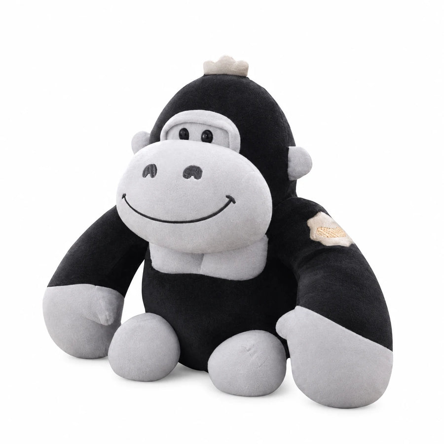 Gorilla Plush with Black Fur and Cheerful Smile - 11in / 28cm · 15in / 38cm · 19in / 48cm
