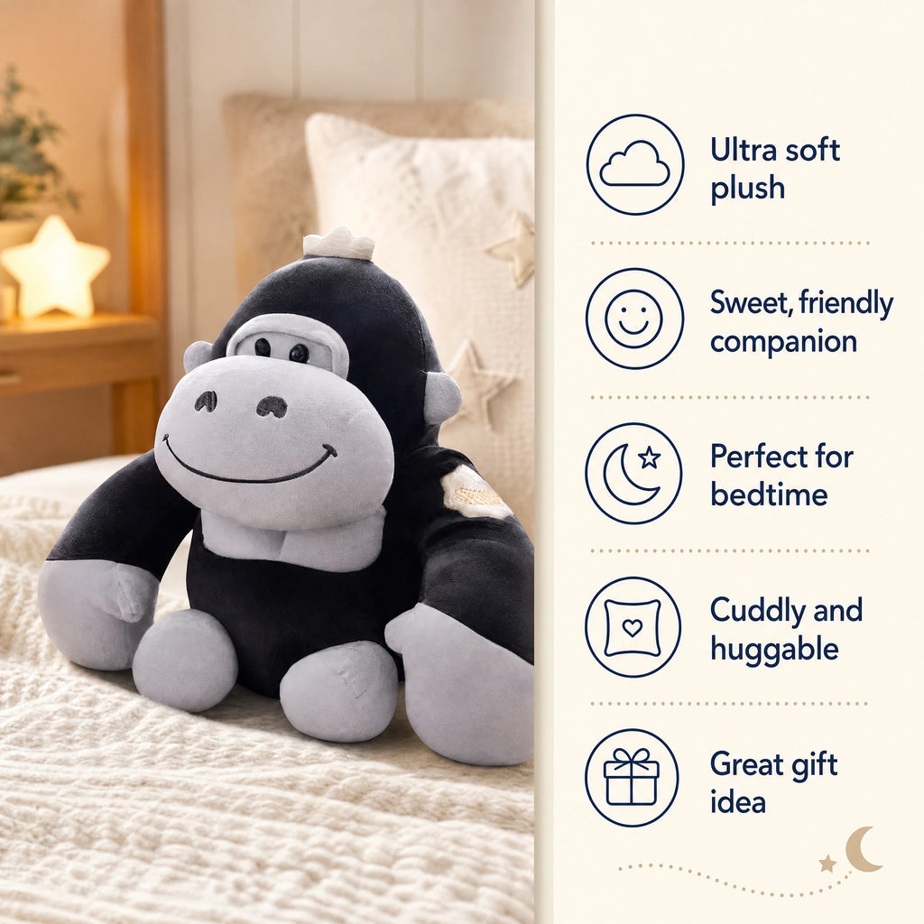 Gorilla Plush with Black Fur and Cheerful Smile - Bénéfices produit