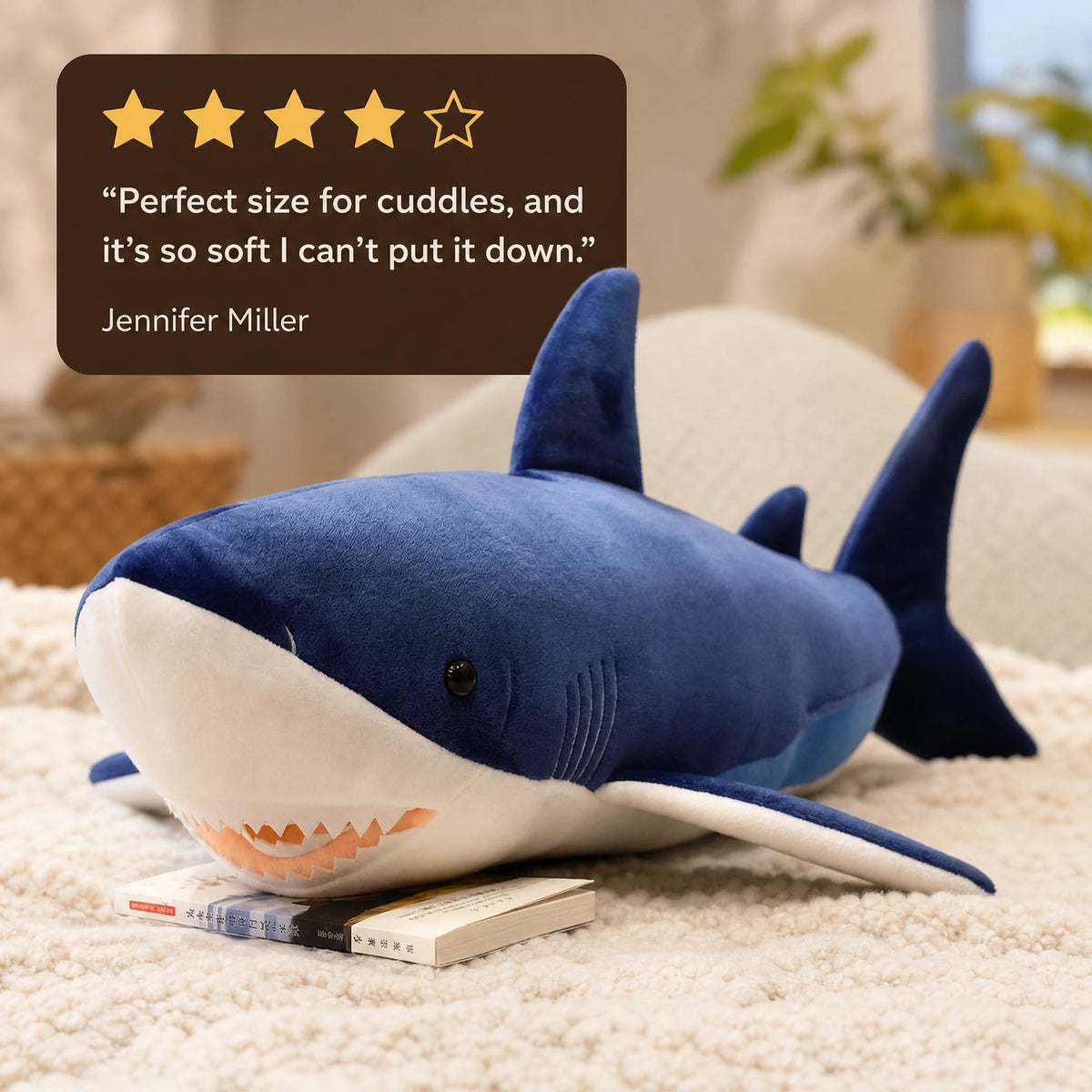 Great White Shark Plush in Soft Blue with White Belly - Image témoignage