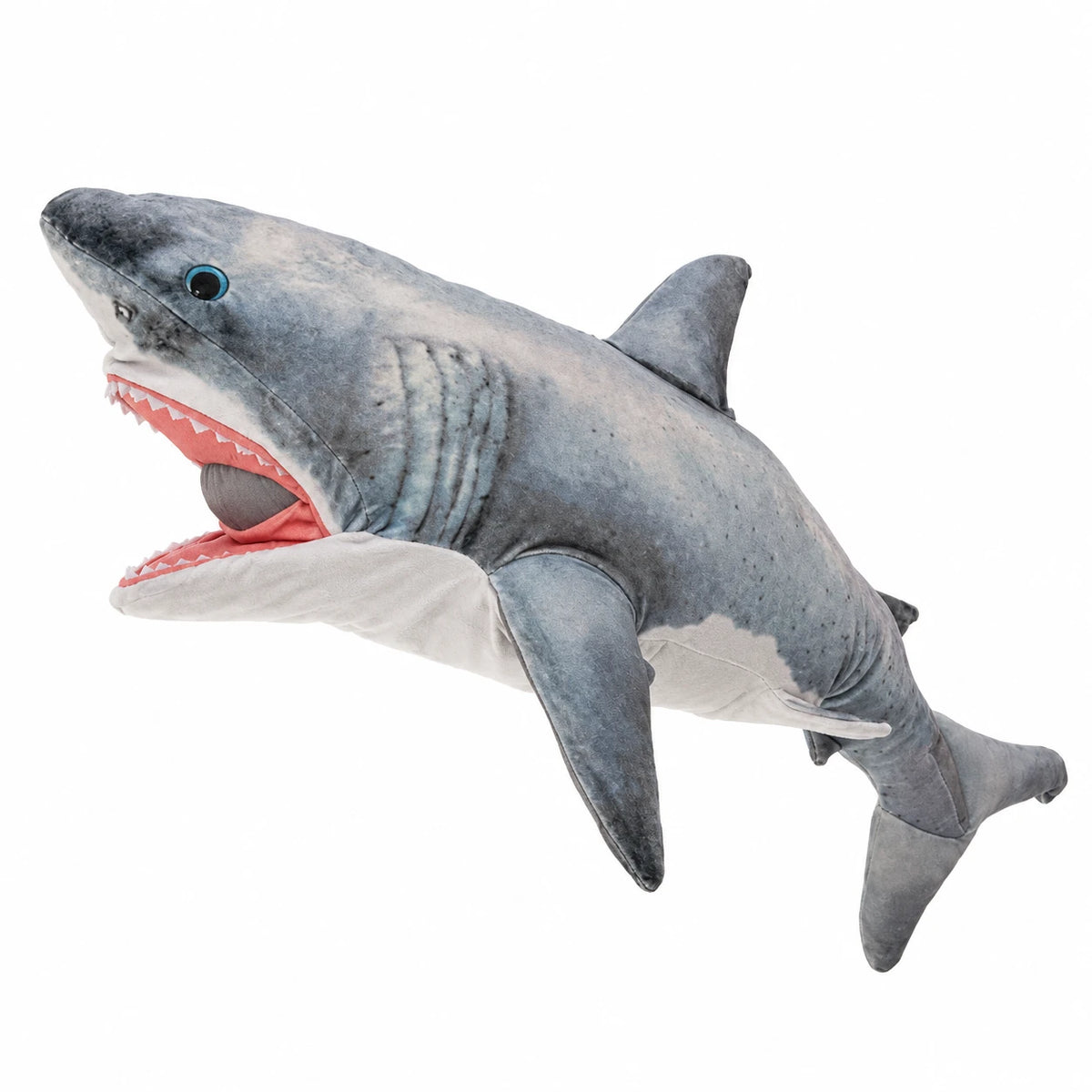 Great White Shark Plush with Realistic Grey and White Design - Shark Hand Puppet / 51in / 130cm … (5 tailles)