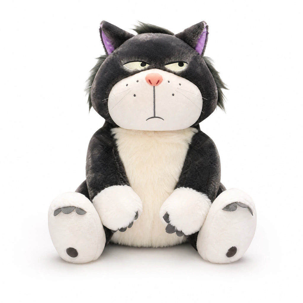 Grumpy Cat Plush with Black and White Fur - Fond blanc