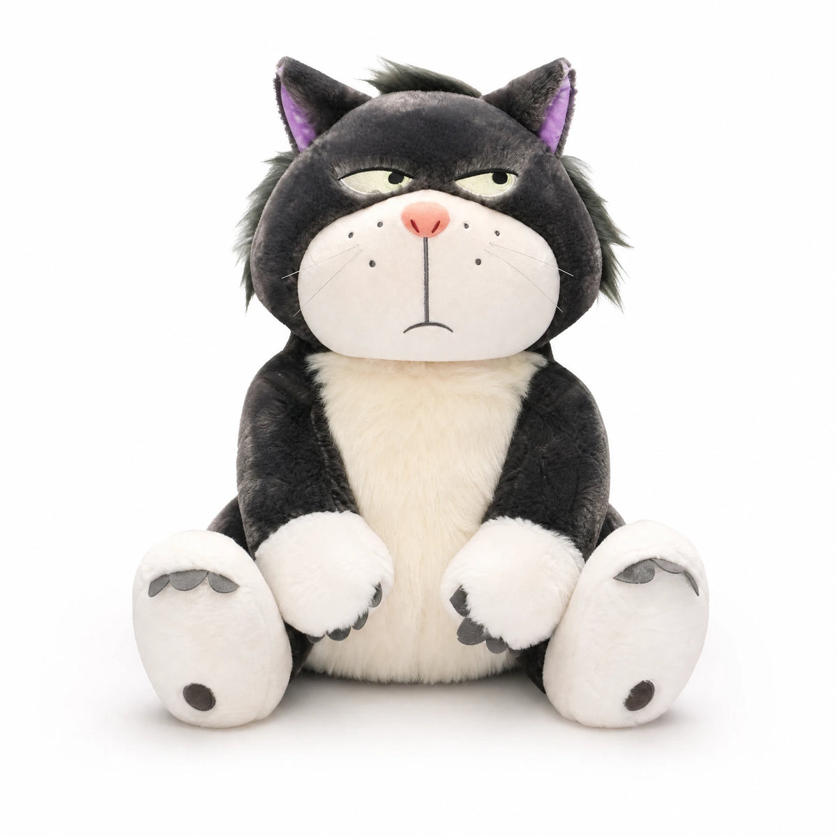 Grumpy Cat Plush with Black and White Fur - Fond blanc