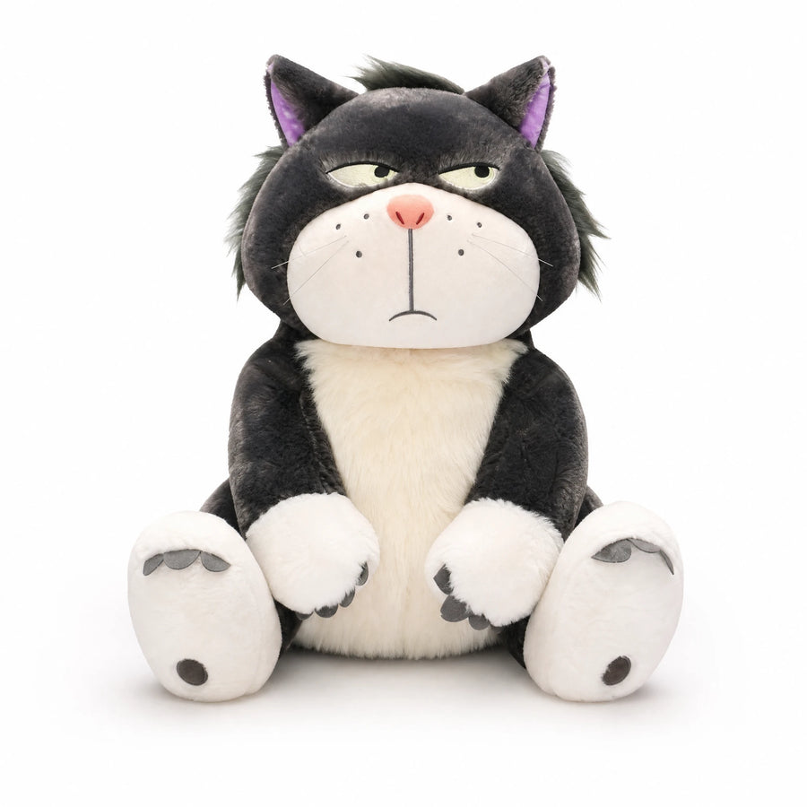 Grumpy Cat Plush with Black and White Fur - Fond blanc