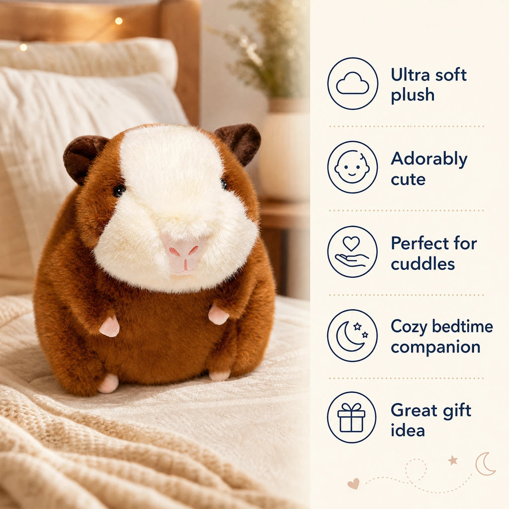 Guinea Pig Plush with Soft Brown and Cream Fur - Bénéfices produit