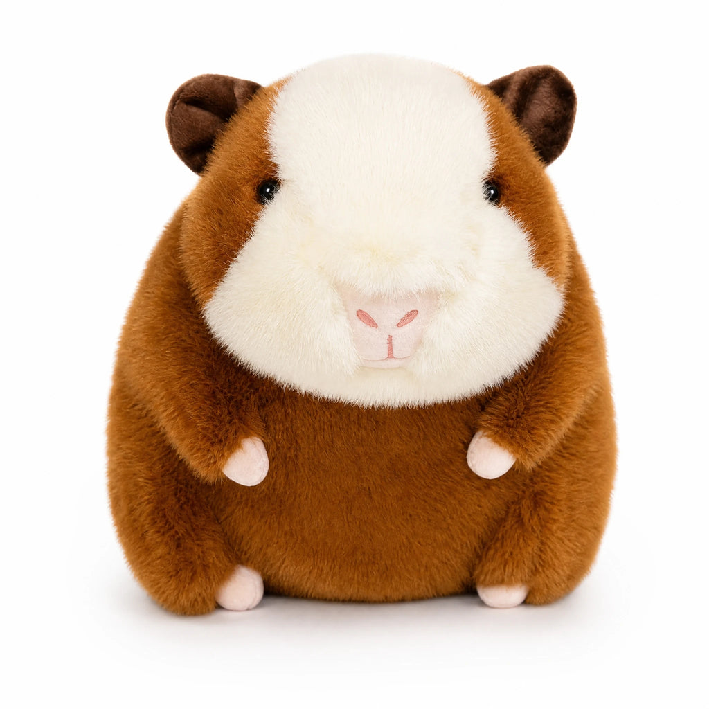 Guinea Pig Plush with Soft Brown and Cream Fur - Fond blanc