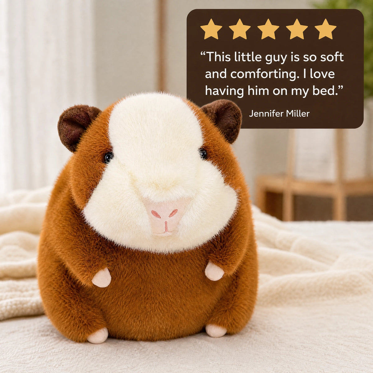 Guinea Pig Plush with Soft Brown and Cream Fur - Image témoignage