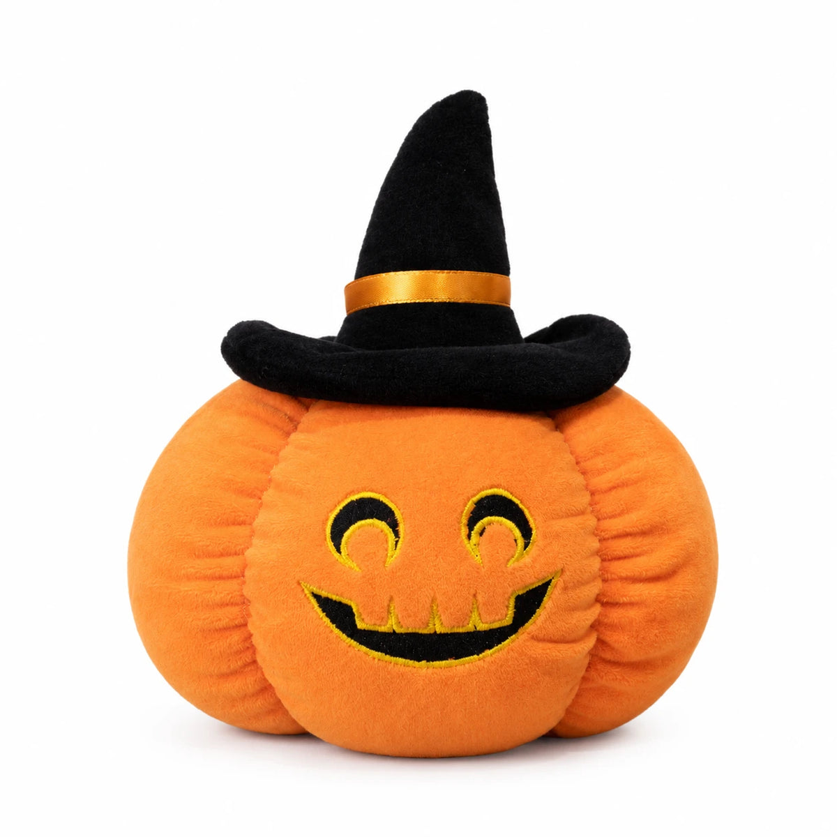 Halloween Pumpkin Plush with Black Witch Hat and Jack Face - Smile / 7in / 20cm … (4 tailles)