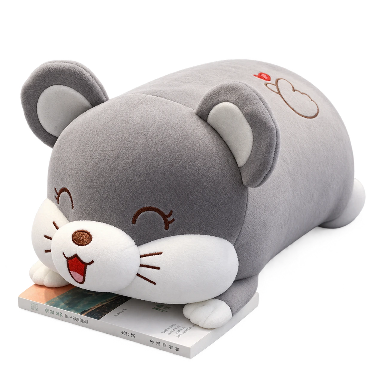 Hamster Plush Pillow with Chubby Body Design - Cheeky (Mouse) / 13in / 35cm … (4 tailles)