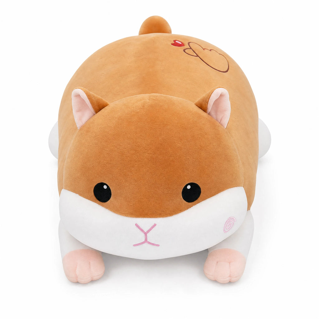 Hamster Plush Pillow with Chubby Body Design - Fond blanc