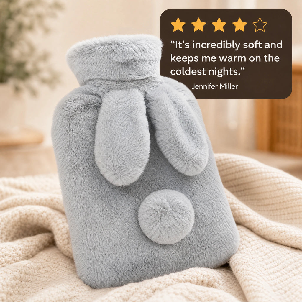 Heatable Bunny Plush with Soft Gray Rabbit Cover - Image témoignage