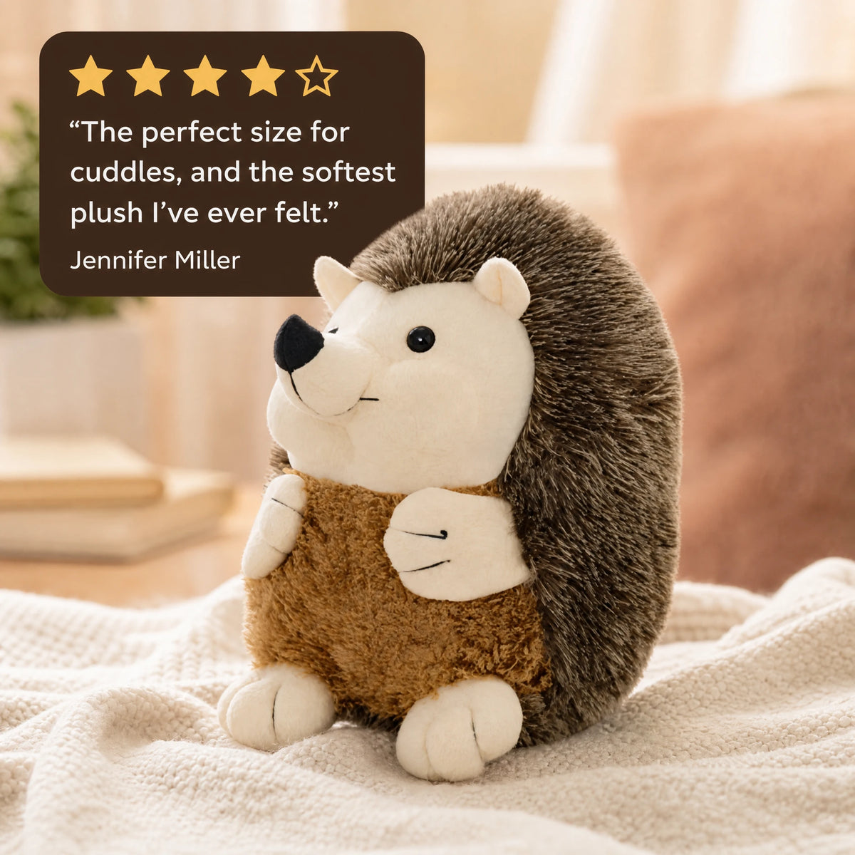 Hedgehog Plush with Fuzzy Spines and Cuddly Belly - Image témoignage