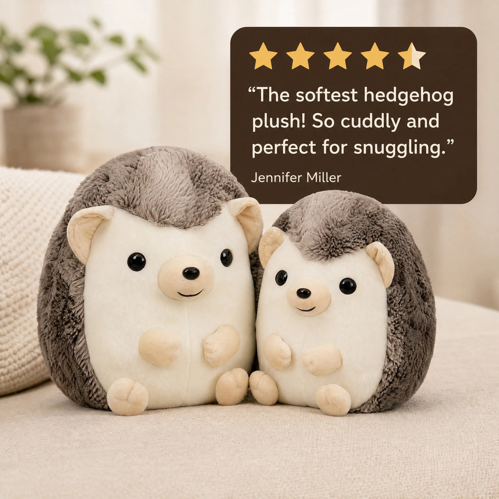 Hedgehog Plush with Soft Textured Spines and Smiling Face - Image témoignage