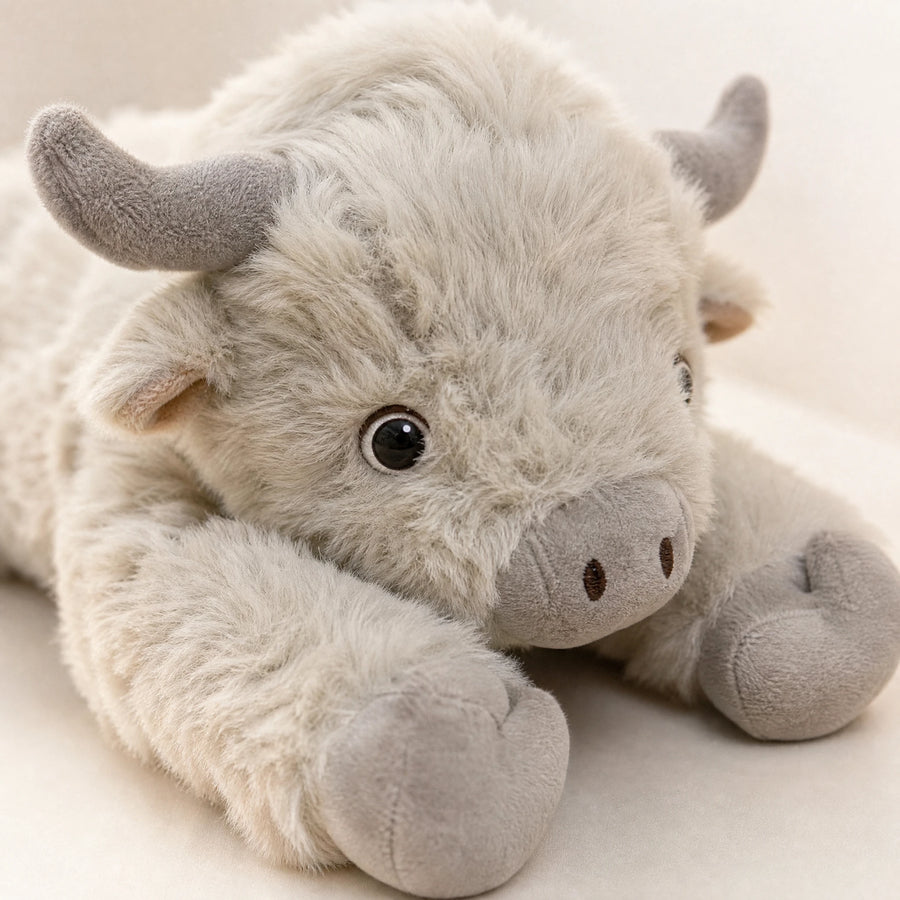 Highland Cow Plush with Fluffy Fur and Soft Body 40cm - Détail matière
