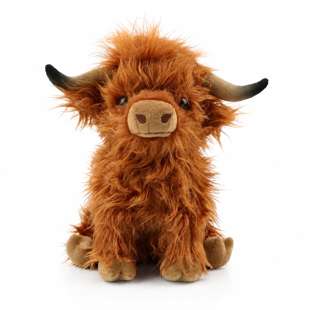 Highland Cow Plush with Long Shaggy Fur - Brown