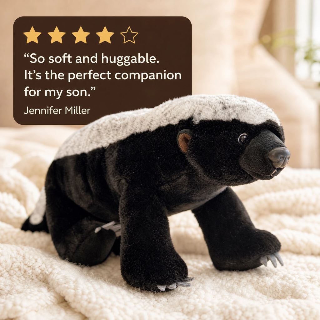 Honey Badger Plush with Realistic Features and Soft Fur - Image témoignage