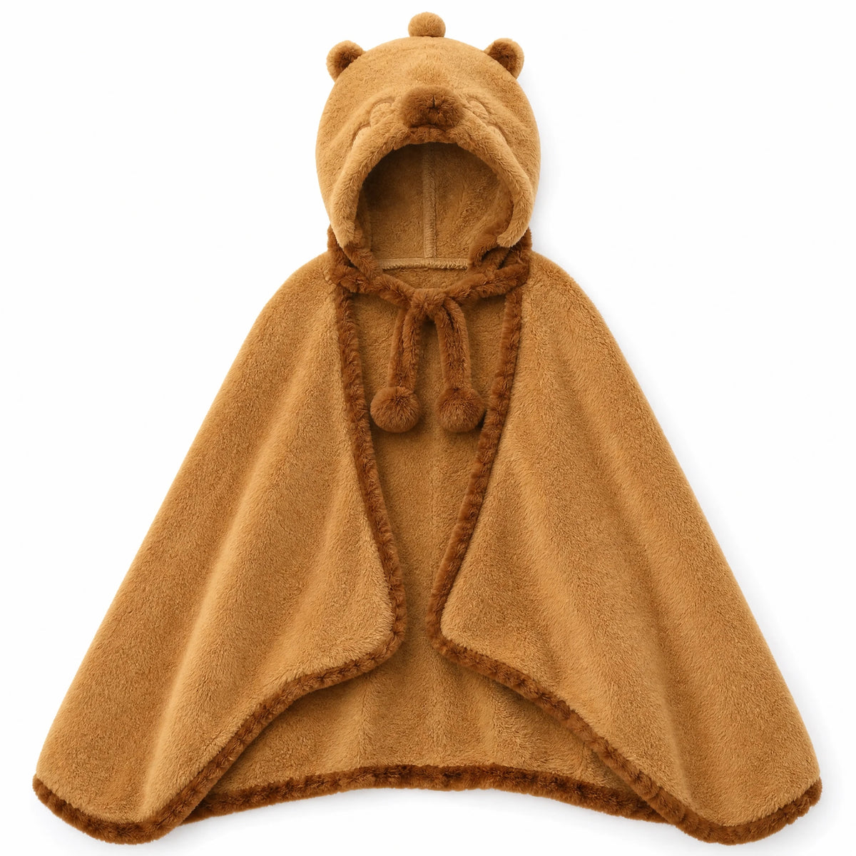 Hooded Blanket Cape with Capybara Design and Plush - Fond blanc