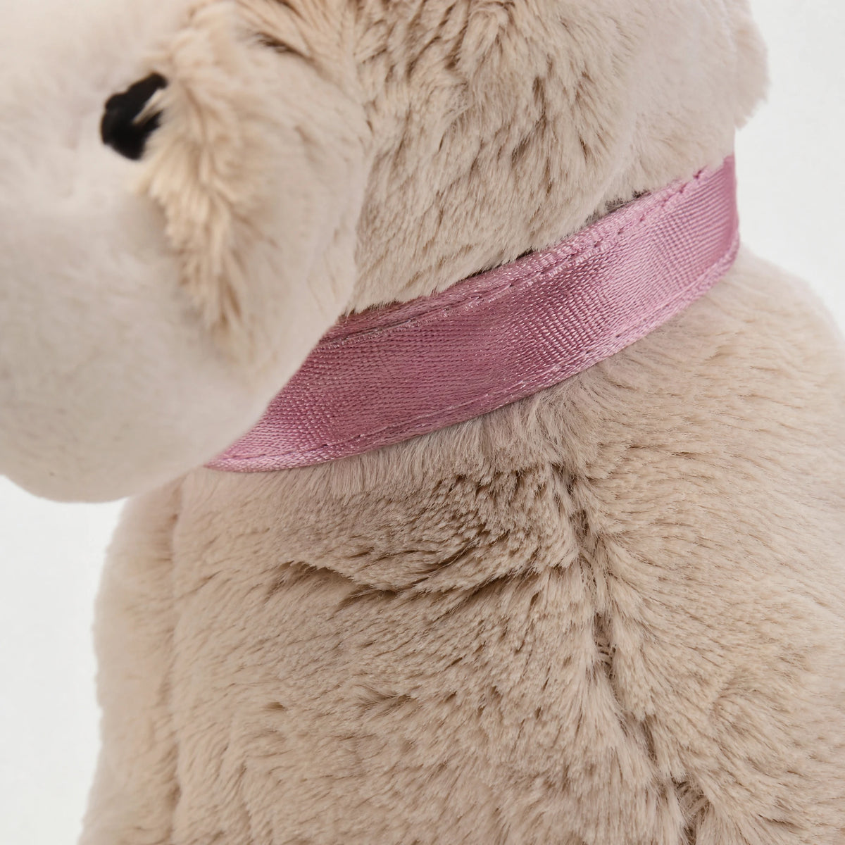Horse Plush Sitting Beige with Pink Scarf Detail - Détail matière