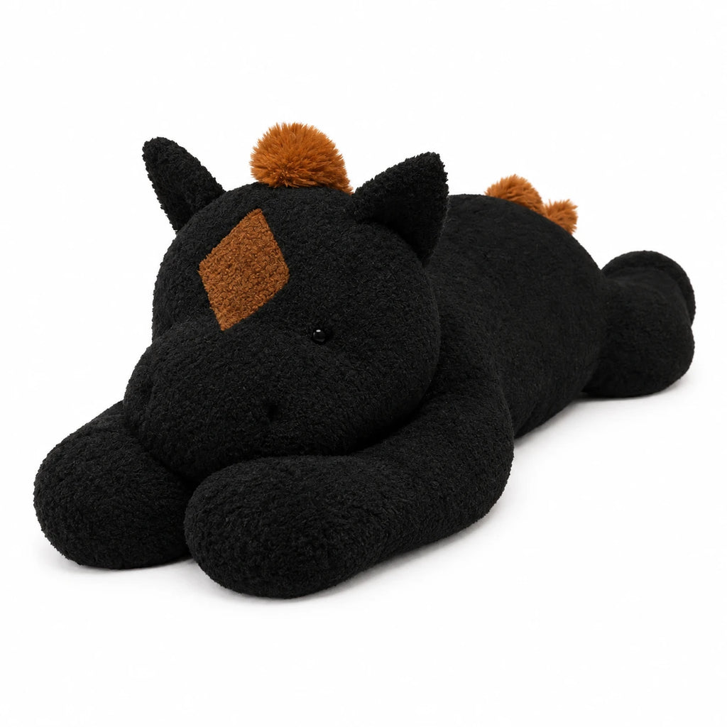 Horse Plush Toy with Diamond Mark and Oversized Hooves - Black / 35.5in / 90cm … (3 tailles)