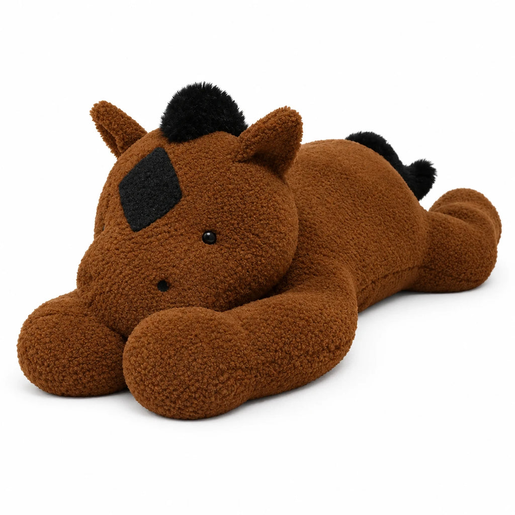 Horse Plush Toy with Diamond Mark and Oversized Hooves - Brown / 35.5in / 90cm … (3 tailles)