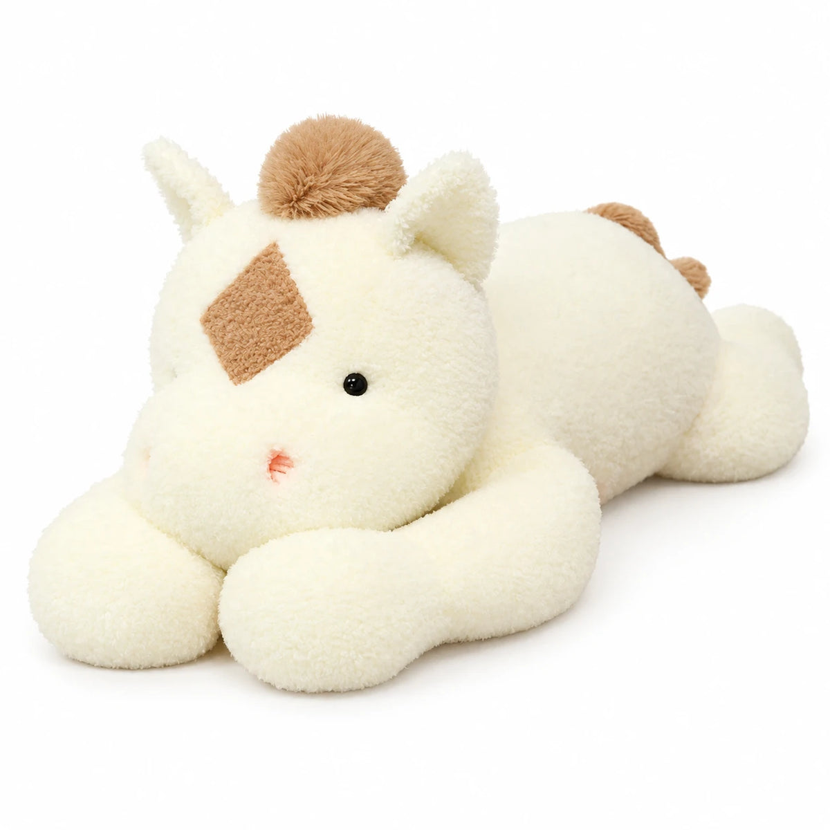 Horse Plush Toy with Diamond Mark and Oversized Hooves - White Brown / 35.5in / 90cm … (3 tailles)